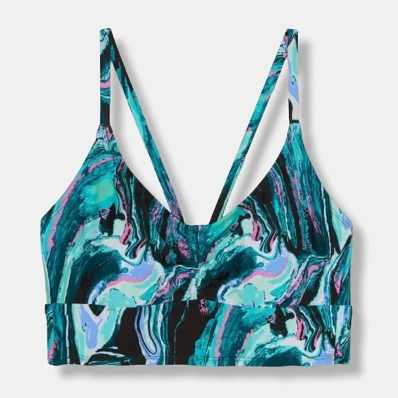All in Motion Women’s Blue Marble Longline Bikini Swim Top - Small NWT UPF 50+ - Picture 1 of 9